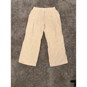 Loft Outlet Peyton Trouser Pants Beige Tan Wide Leg Pleated Size 4